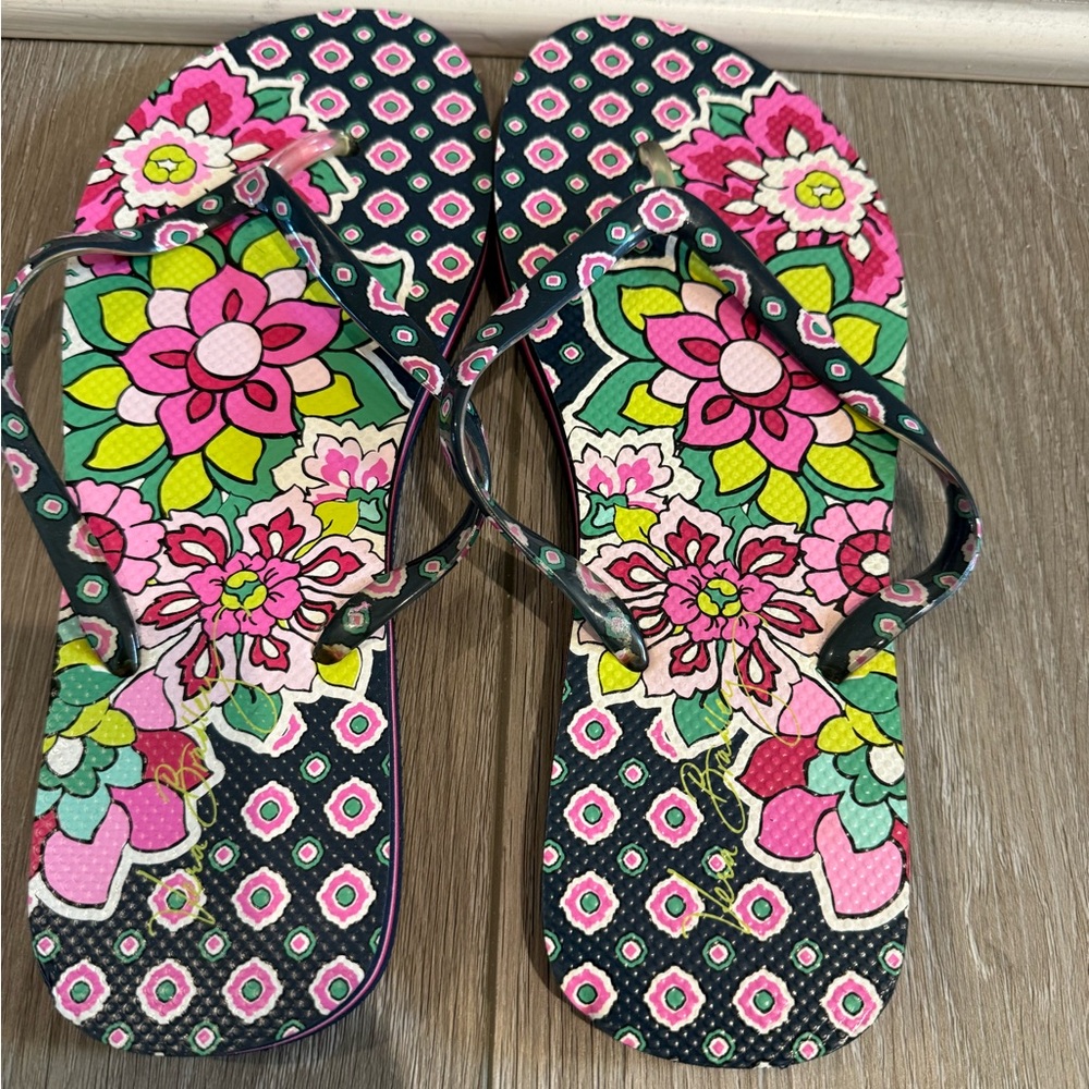 Vera Bradley Pink and Green Floral Sandals